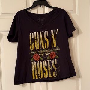 Guns N' Roses Graphic V-Neck Tee - Black with Yellow & Red Print